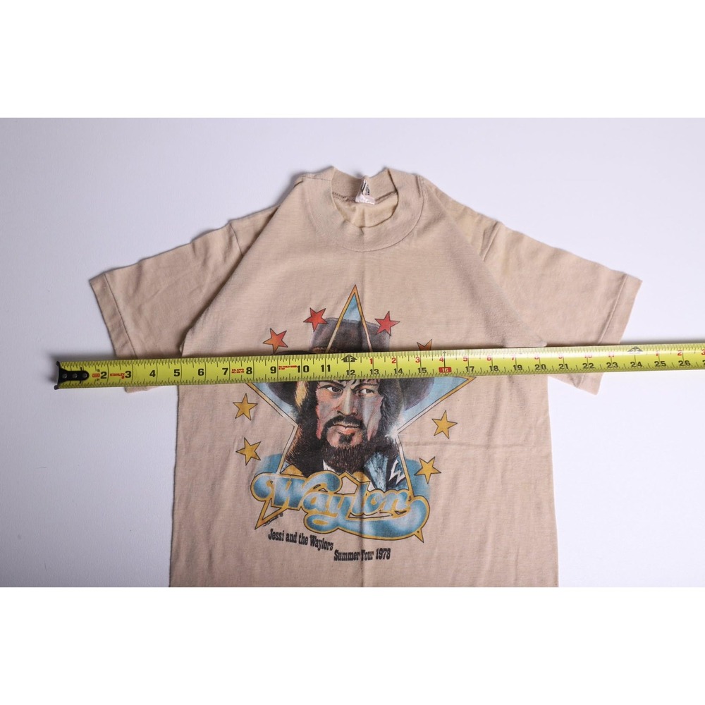 Vintage Waylon Jennings 1978 Summer Tour T-Shirt Tan Band Tee Medium 70s Shirt - Picture 6 of 7
